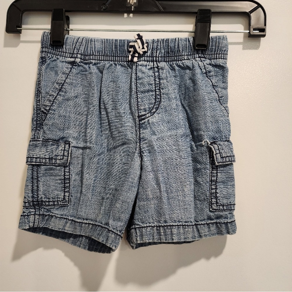 Kids sz3T Jumping Beans Denim Cargo Shorts Blue Elastic Waist Summer Playclothes